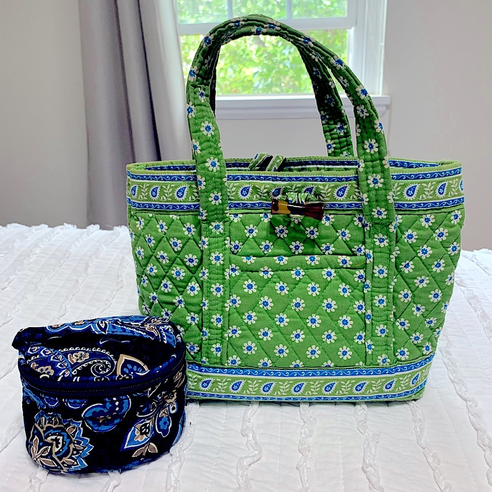 Vera Bradley tote and cosmetics case